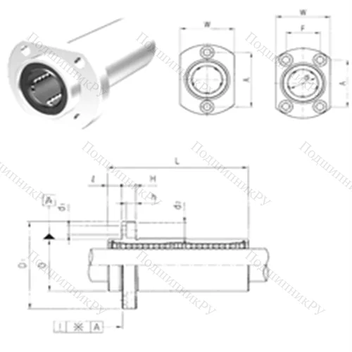 Подшипник шариковый линейный LMHP 8L от производителя  Samick