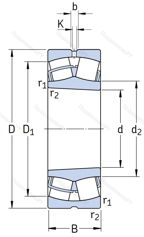 Сферический роликовый подшипник с конической посадкой на вал 22228 CCK/W 33 от производителя  SKF