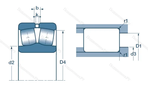 Сферический роликовый подшипник 22207 EAW 33 (SNR) от производителя  SNR