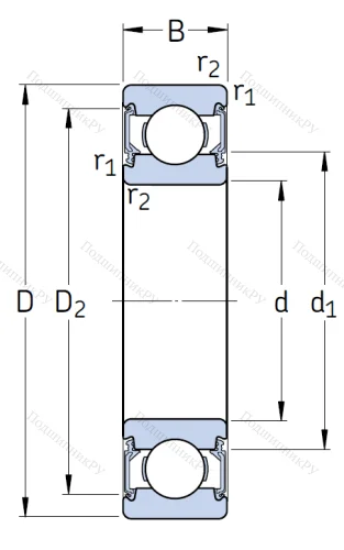 Однорядный шариковый подшипник 6204 2RSH от производителя  SKF