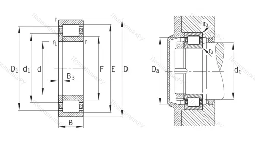 Роликовый цилиндрический подшипник NUP 2208 ETVP 2 от производителя  FAG
