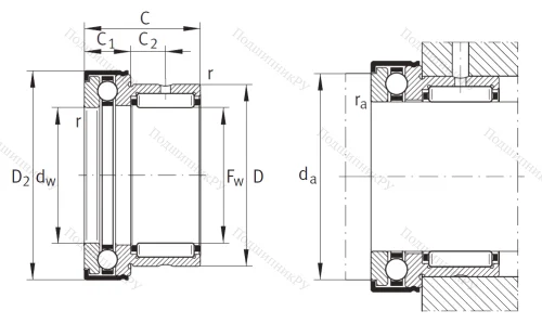 Комбинированный подшипник NKX 15 Z XL от производителя  INA