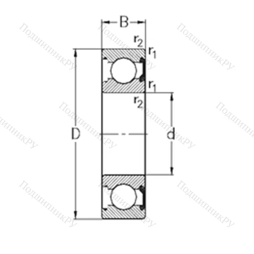 Подшипник шариковый радиальный 6312-2RSR