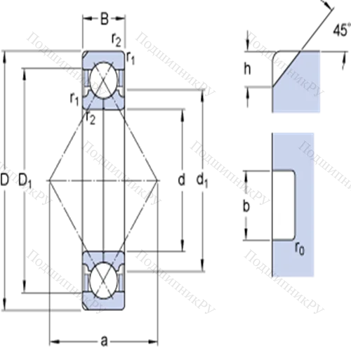 Шарикоподшипники с четырёхточечным контактом QJ 214 N 2MA от производителя  SKF Шарикоподшипники с четырёхточечным контактом QJ 214 N 2MA от производителя  SKF