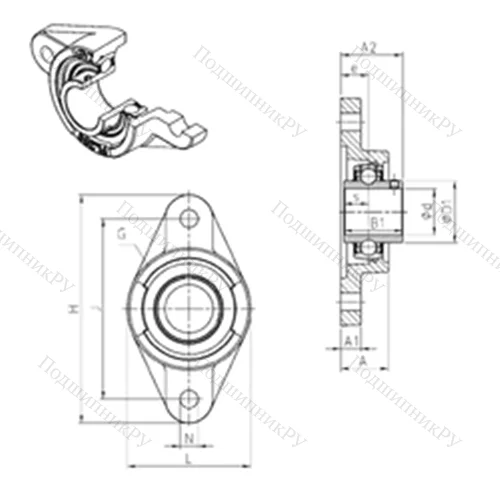 Подшипниковый узел шариковый радиальный UCFL 203 от производителя  SNR