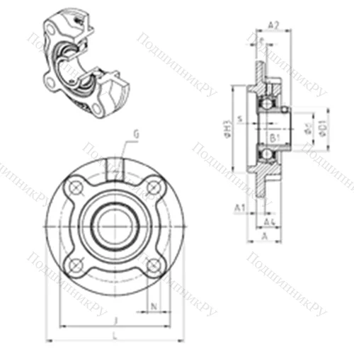 Подшипниковый узел шариковый радиальный USFC 204 от производителя  SNR