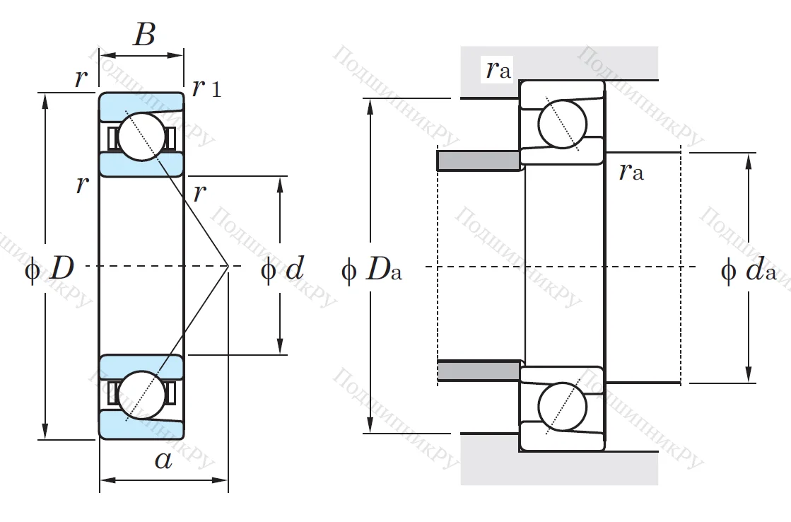 Однорядный шариковый подшипник 7205 B