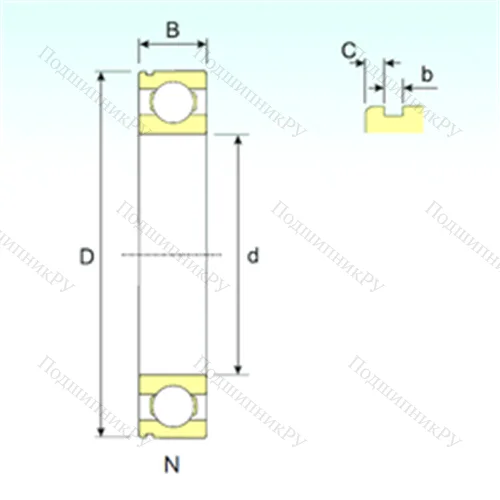 Подшипник шариковый радиальный 6204 N