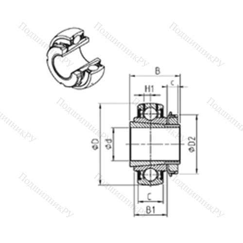 Подшипник шариковый радиальный UK 309+H от производителя  SNR