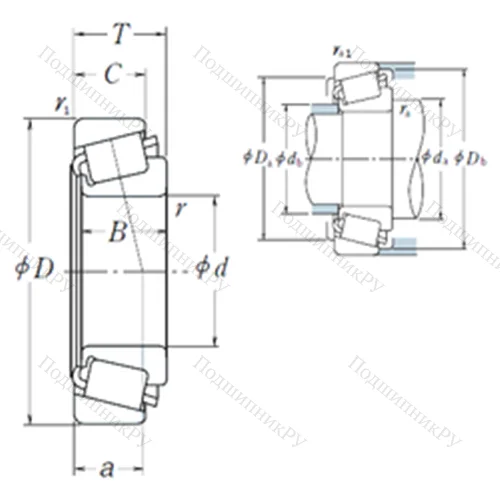 Подшипник роликовый радиально-упорный 664/653