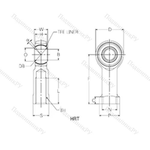 Подшипник скольжения сферический HRT 22