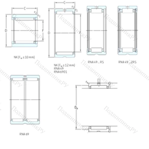 Подшипник игольчатый радиальный RNA 6912