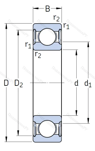 Однорядный шариковый подшипник 61808 2RS 1 от производителя  SKF