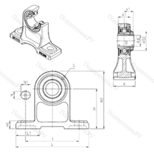 Подшипниковый узел шариковый радиальный UKPH 205H от производителя  SNR