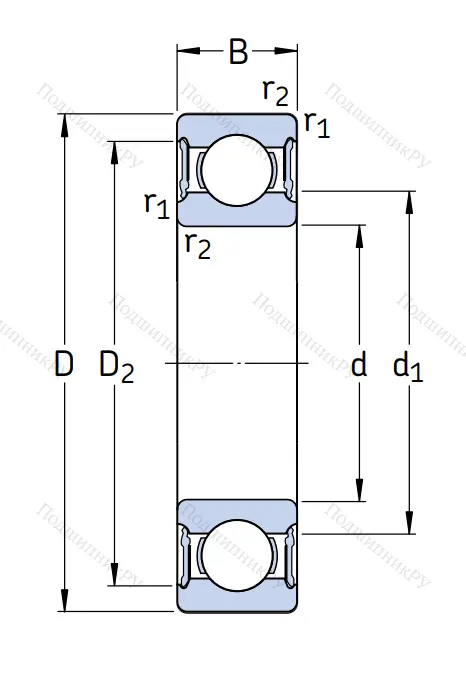 Однорядный шариковый подшипник 61828-2RS 1 от производителя  SKF