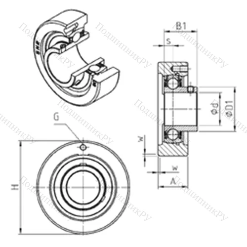 Подшипниковый узел шариковый радиальный USC 212
