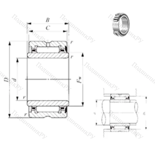 Подшипник игольчатый радиальный NA 4912U от производителя  IKO Подшипник игольчатый радиальный NA 4912U от производителя  IKO