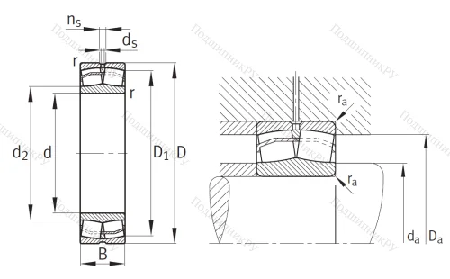 Сферический роликовый подшипник 21312 E 1 от производителя  FAG