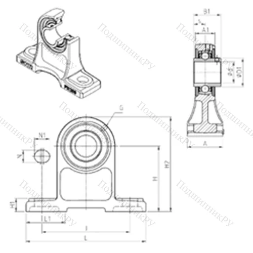 Подшипниковый узел шариковый радиальный UCPH 205 от производителя  SNR