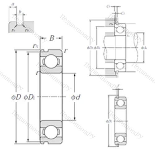 Подшипник шариковый радиальный 6201NR