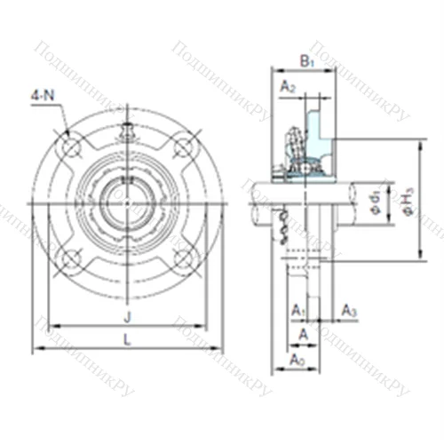 Подшипниковый узел шариковый радиальный UKFC 207+H 2307