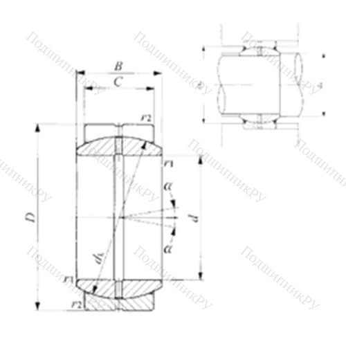 Подшипник скольжения сферический GE 260ES от производителя  IKO
