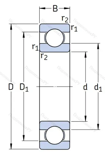 Однорядный шариковый подшипник 6204 C 3 от производителя  SKF