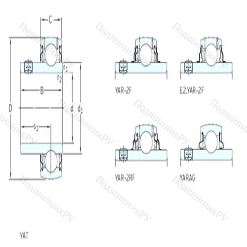 Подшипник шариковый радиальный YAR 208-108-2RF от производителя  SKF