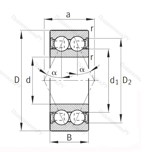 Двухрядный шариковый подшипник 3006 2RS от производителя  INA