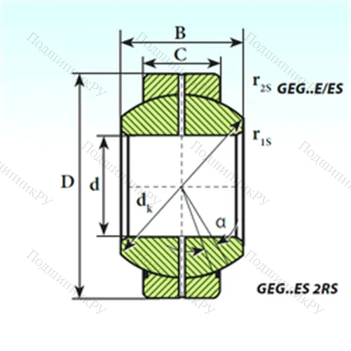 Подшипник скольжения сферический GEG 110 ES 2RS от производителя  ISB