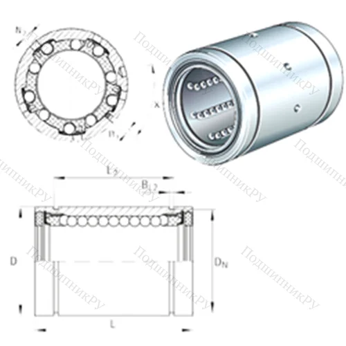 Подшипник шариковый линейный KBS 12-PP-AS от производителя  INA