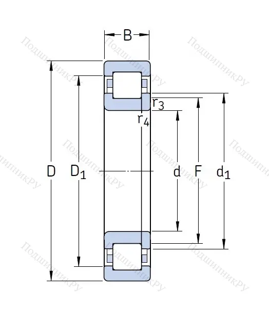 Роликовый цилиндрический подшипник NUP 2307 ECP от производителя  SKF