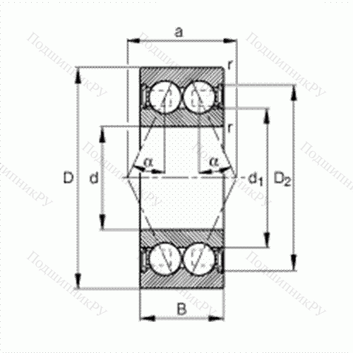 Подшипник шариковый радиально-упорный 3800-B-2RSR-TVH от производителя  FAG Подшипник шариковый радиально-упорный 3800-B-2RSR-TVH от производителя  FAG