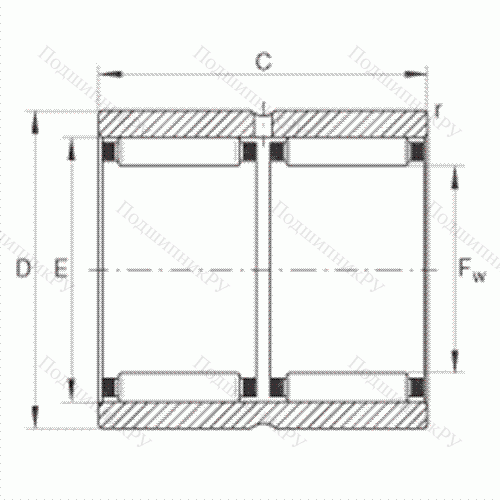 Подшипник роликовый игольчатый RNAO 40X 50X 34-ZW-ASR 1 от производителя  INA