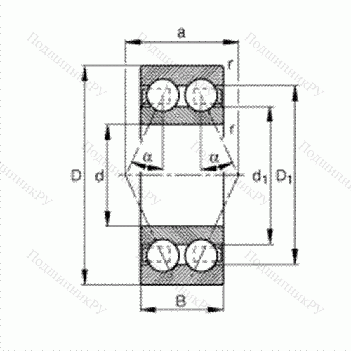 Подшипник шариковый радиально-упорный 3213-BD от производителя  FAG Подшипник шариковый радиально-упорный 3213-BD от производителя  FAG