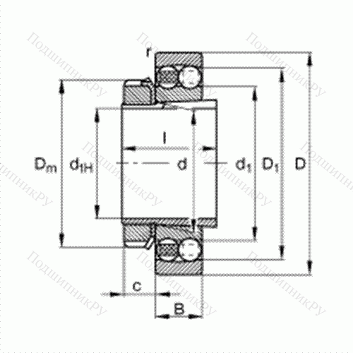 Подшипник шариковый радиально-сферический 1309-K-TVH-C 3 + H 309 от производителя  FAG