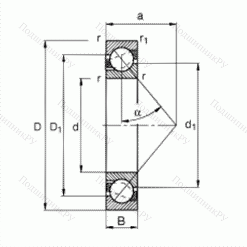 Подшипник шариковый радиально-упорный 7217-B-JP от производителя  FAG Подшипник шариковый радиально-упорный 7217-B-JP от производителя  FAG