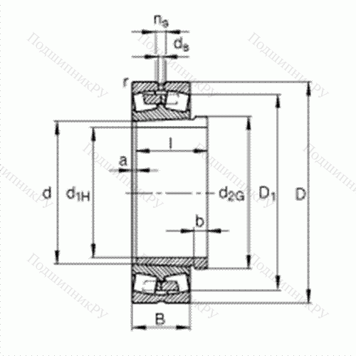 Подшипник роликовый самоустанавливающийся 22252-B-K-MB + AH 2252G от производителя  FAG