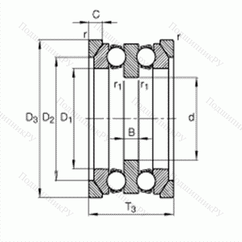 Подшипник шариковый упорный 54305 + U 305 от производителя  FAG