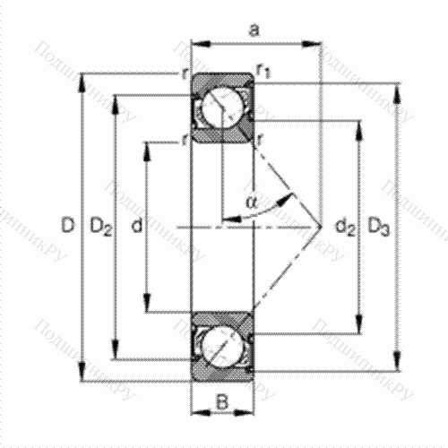 Подшипник шариковый радиально-упорный 7204-B-2RS-TVP от производителя  FAG Подшипник шариковый радиально-упорный 7204-B-2RS-TVP от производителя  FAG