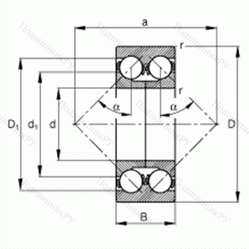 Подшипник шариковый радиально-упорный 3311-DA-MA от производителя  FAG Подшипник шариковый радиально-упорный 3311-DA-MA от производителя  FAG