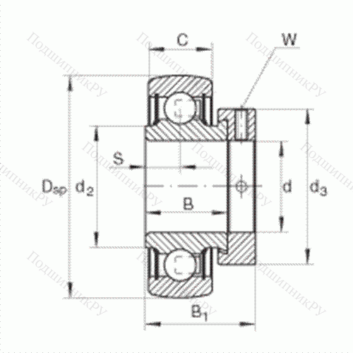 Подшипник шариковый закрепляемый RA 104-NPP-B от производителя  INA Подшипник шариковый закрепляемый RA 104-NPP-B от производителя  INA
